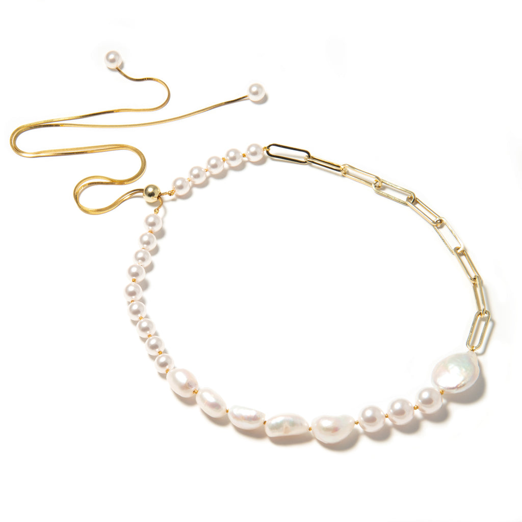 So' oh jewelry freshwater pearl sterling silver necklace chain 18k gold plated adjustable length soohjewlery