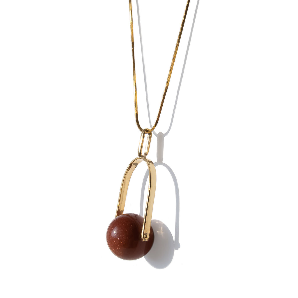 LG Spinning Gemstone Pendant Necklace - Sand Stone
