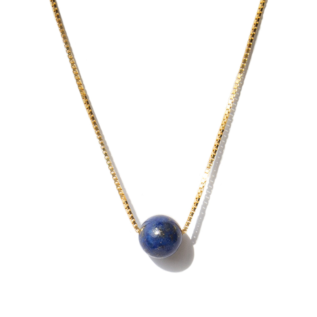 Solitaire Gemstone Ball Necklace - Lapis Lazuli
