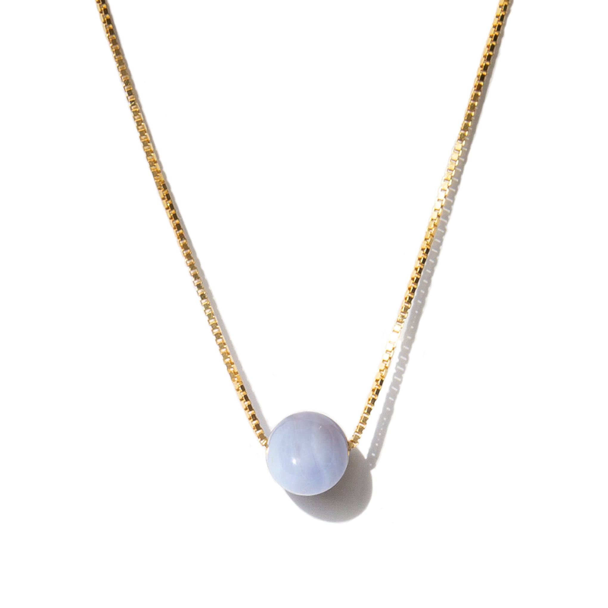 Solitaire Gemstone Ball Necklace - Crystal Pearl