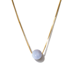 Solitaire Gemstone Ball Necklace - Crystal Pearl