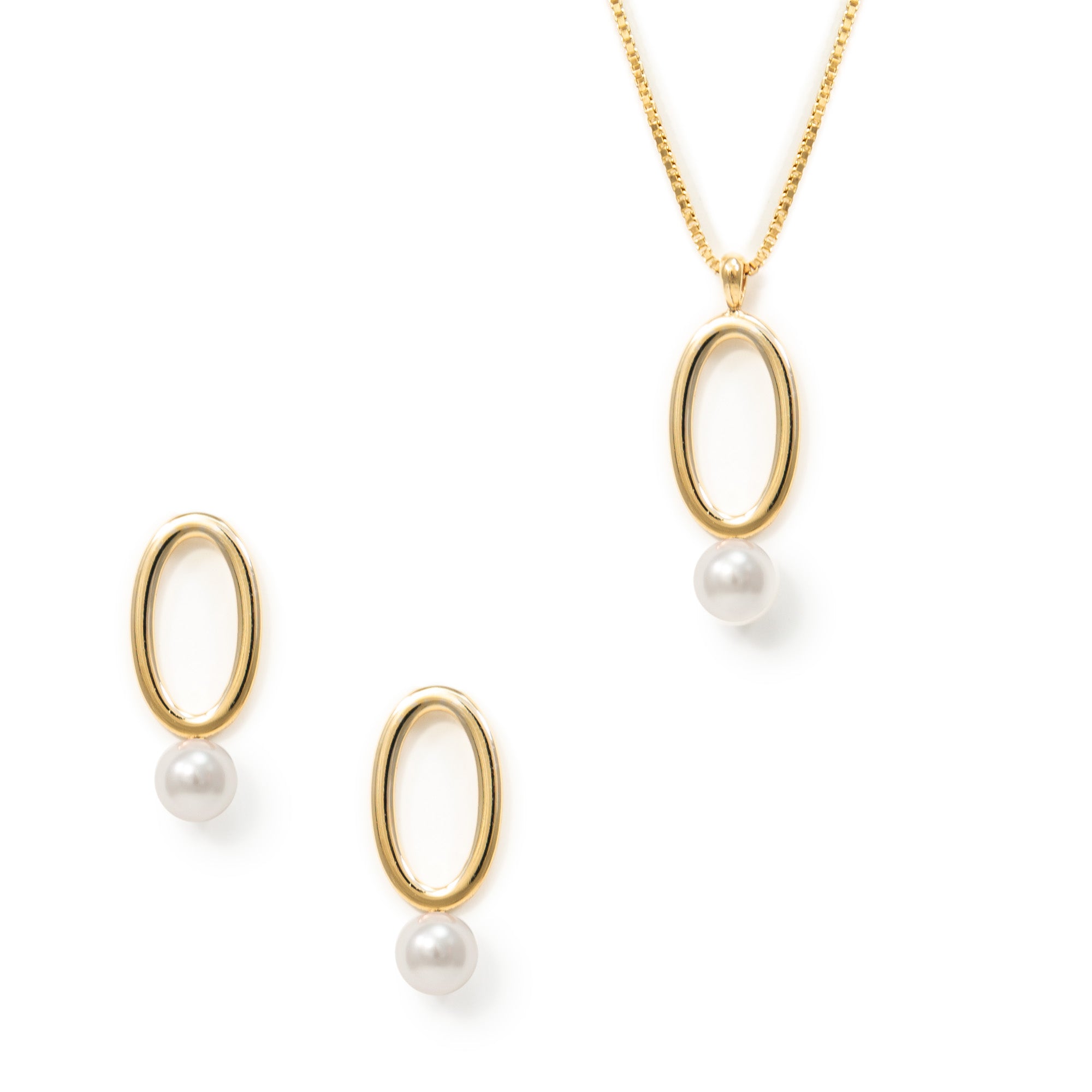 So' oh jewelry oval link pearl earring Swarovski sterling silver stud earring soohjewelry