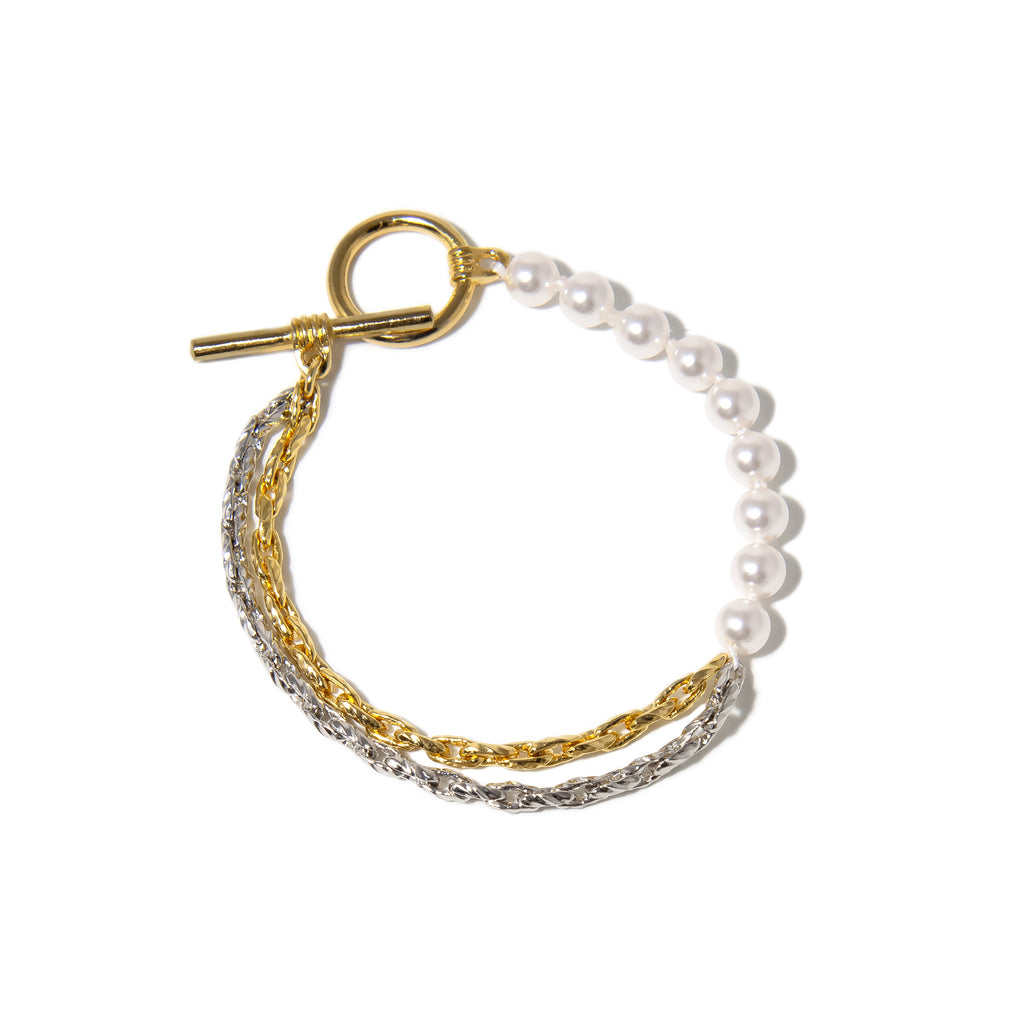 Textured Chain Pearl Bracelet