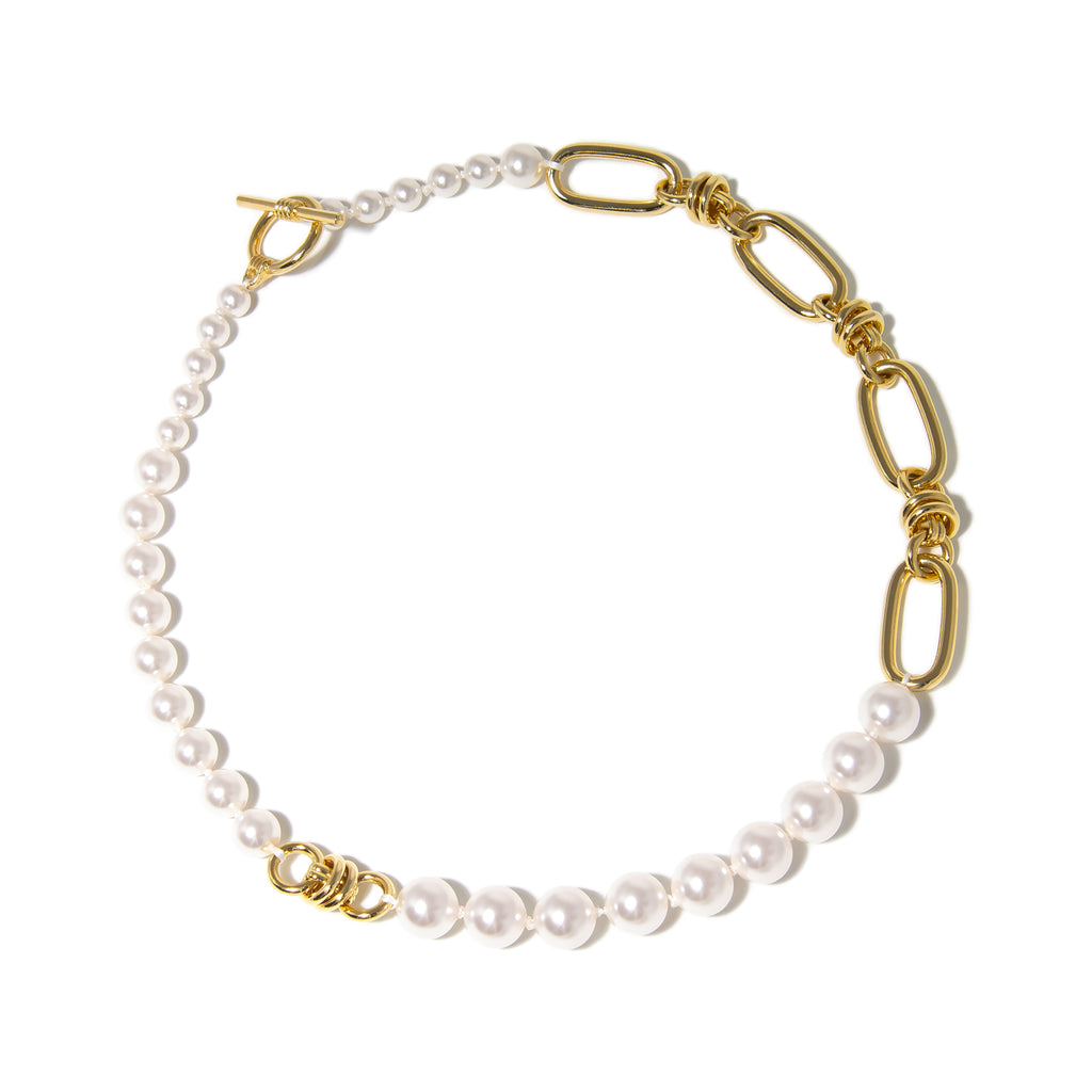 Knotted Chain Pearl Necklace