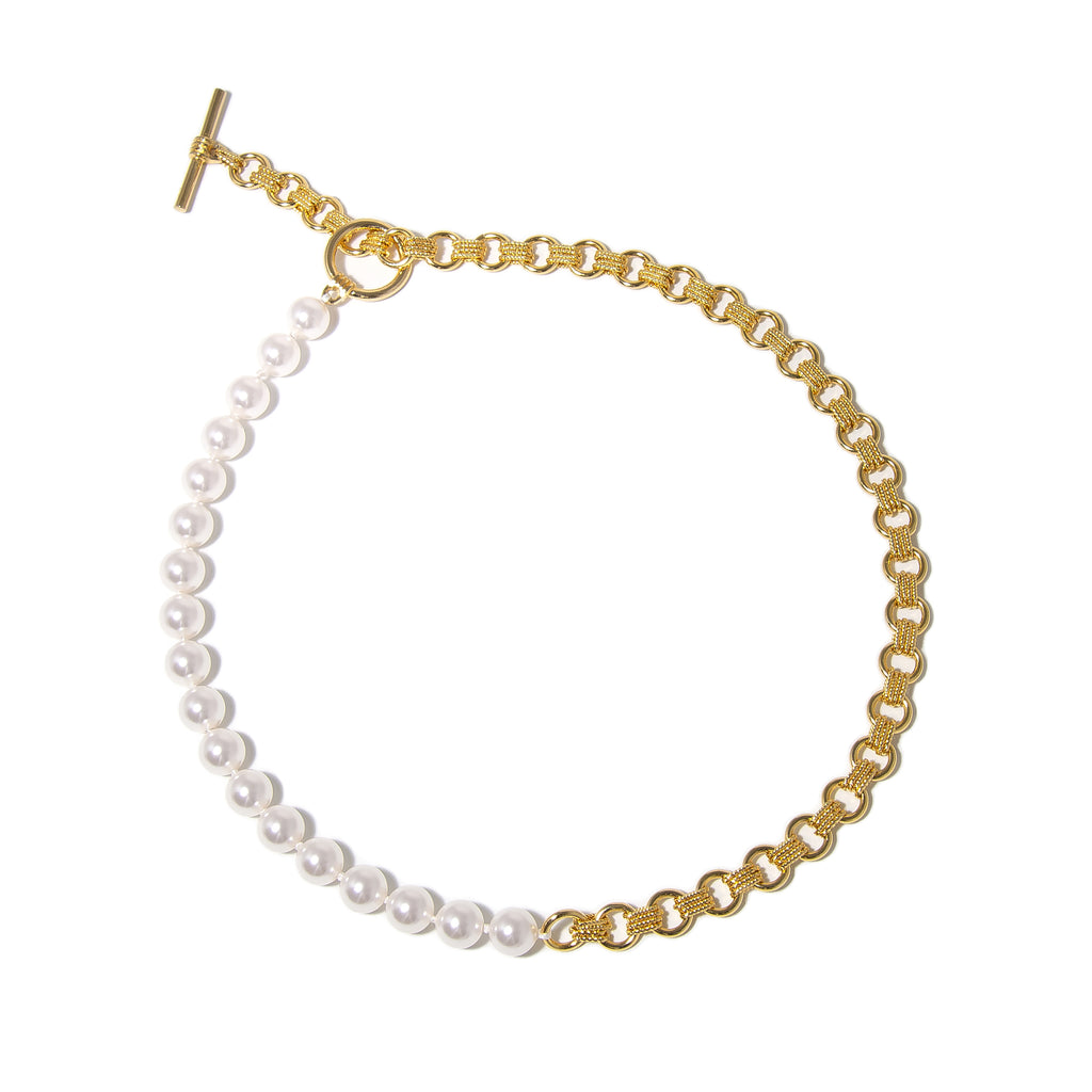 Circle Chain Pearl Necklace