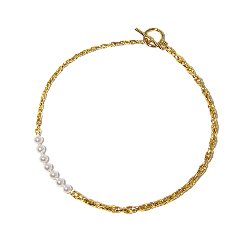 Textured Chain Pearl Point Necklace