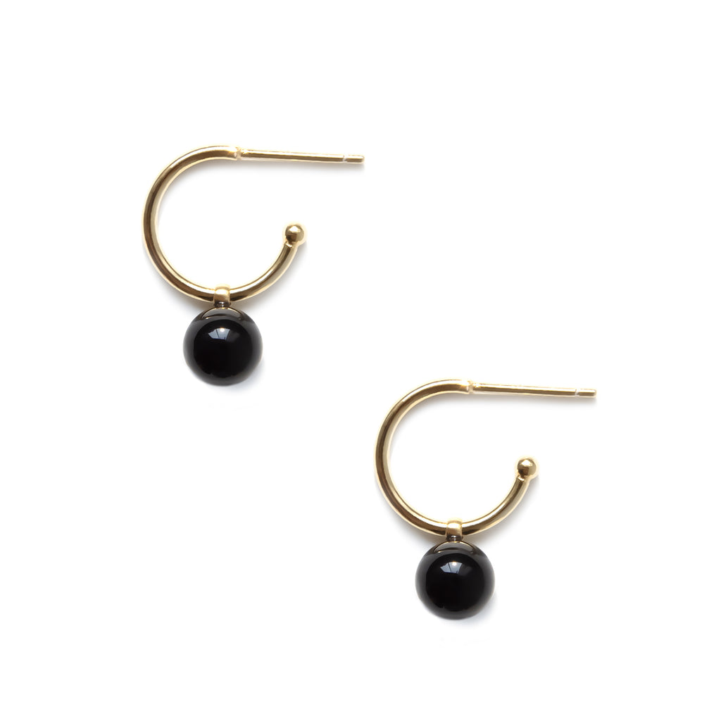 Mini Gem Hoop - Black Onyx